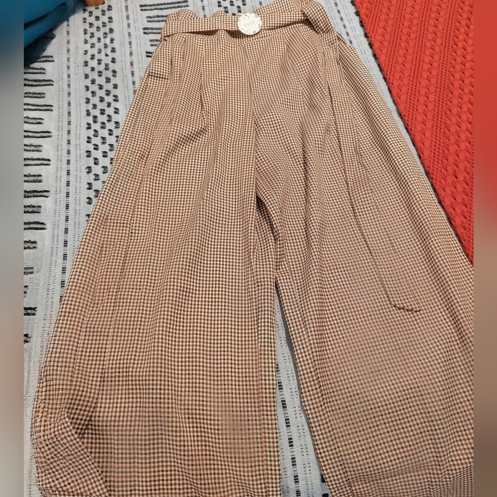 Elegant Checkered Wide Leg Women's Pants